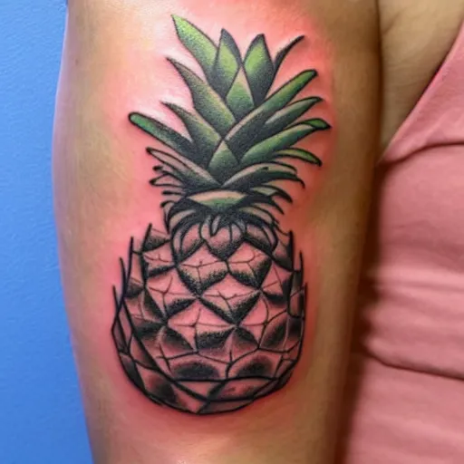 Sketchy pineapple tattoo on the right Achilles heel.