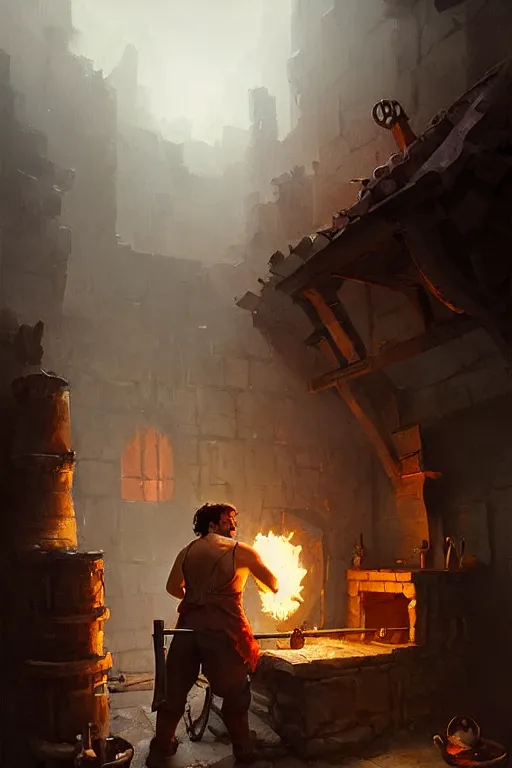 Prompt: jack black the blacksmith by greg rutkowski