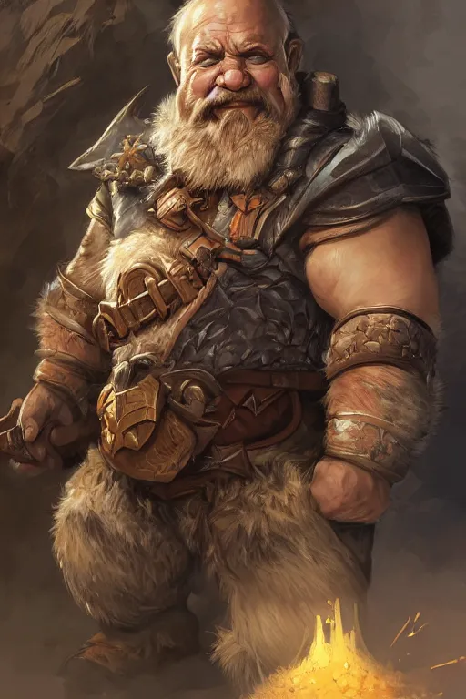 Prompt: portrait of the dwarf wearing the epic artifact axe DESTROYERBANE by artgerm and Craig Mullins, James Jean, Andrey Ryabovichev, Mark Simonetti and Peter Morbacher 16k