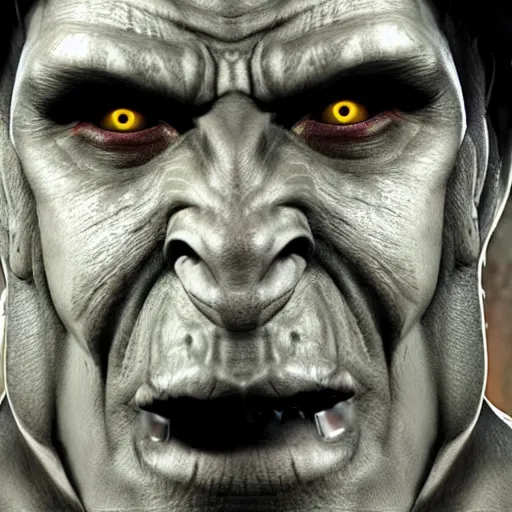 Image similar to photorealistic portrait of an orc, extremely detailed facial structure and eyes