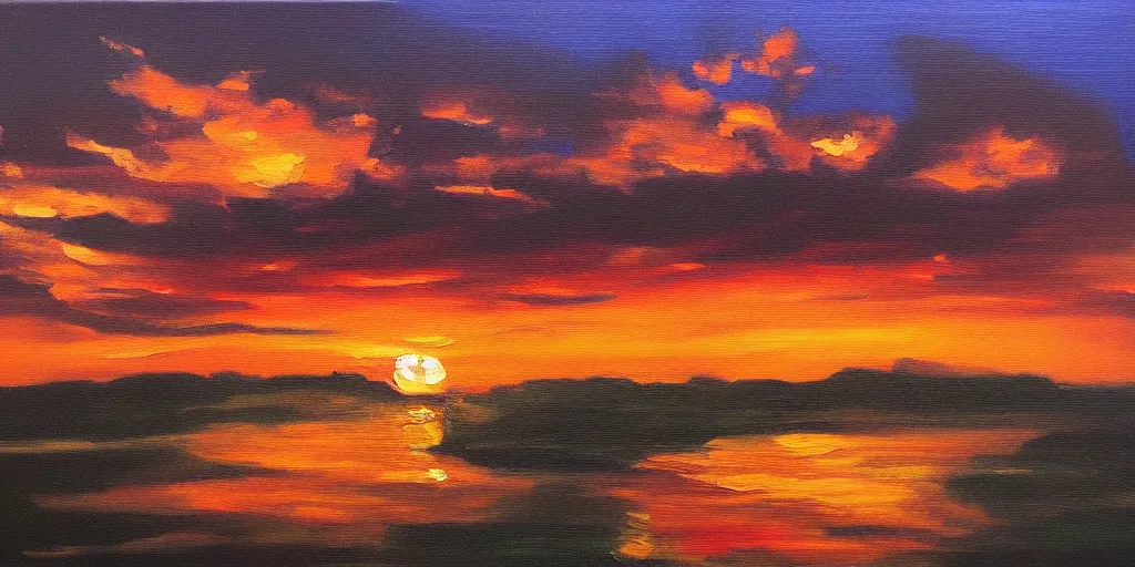 Image similar to Sunset, oil painting