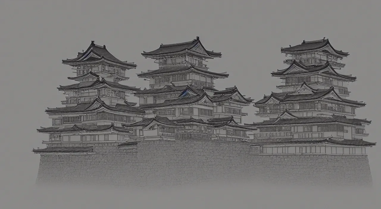 Prompt: a Japanese castle, in the style of digital art