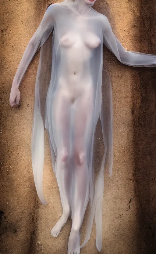 Image similar to a long shot photo of a translucent woman, invisible, streets, ghost, creepy, horror, scary, stressful, caucasian, feminine, nighttime, daytime, glow up, realistic, 8 k, hdr, extremely detailed