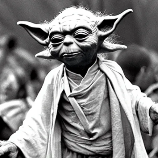 Image similar to yoda performing at woodstock