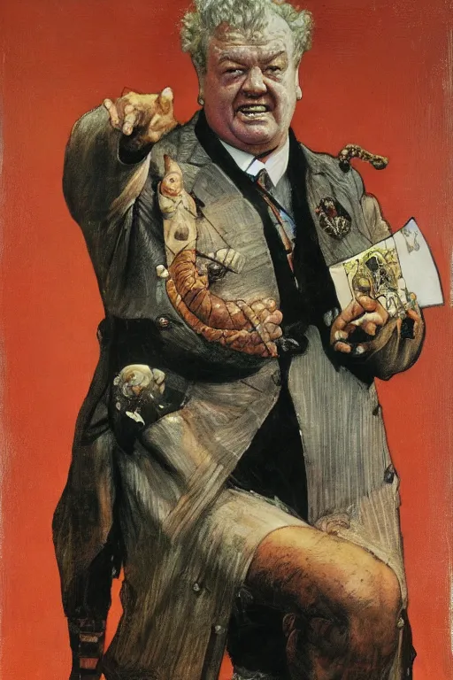 Image similar to full length portrait of kenneth mcmillan as baron harkonnen, plain background, painted by jack kirby, lawrence alma tadema, norman rockwell, greg staples, wayne barlow, neville page