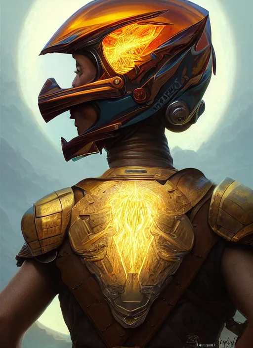 Image similar to highly detailed portrait of reflection of dragonfire on steel shiny helmet, raytracing, fantasy art by by simon bisley, loish, rhads, ferdinand knab, makoto shinkai and lois van baarle, ilya kuvshinov, rossdraws, tom bagshaw, global illumination, radiant light, detailed and intricate environment