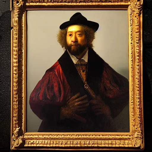 Prompt: portrait of fernando trauba painted by rembrandt