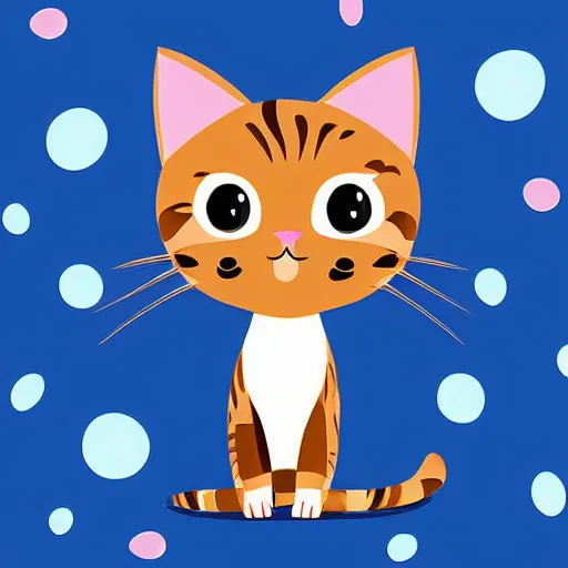 Image similar to “cute kitty vector art, blue background”