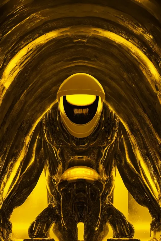 Prompt: Underground Lab, Huge monster alien, yellow, cinematic, 32k, cinematic lighting, octane