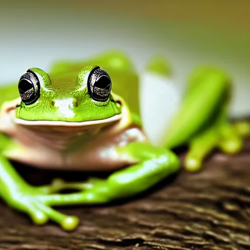 Prompt: a frog in yogurt macro photograph