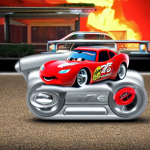 Prompt: Ebay listing of lighting mcqueen being sold online, Car on sale, Ebay website, lightning mcqueen being sold online, screenshot of a website with a car in it, windows 7