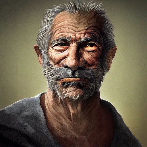 Prompt: “a fantasy digital portrait of an old man, ((((((((werewolf))))))))”