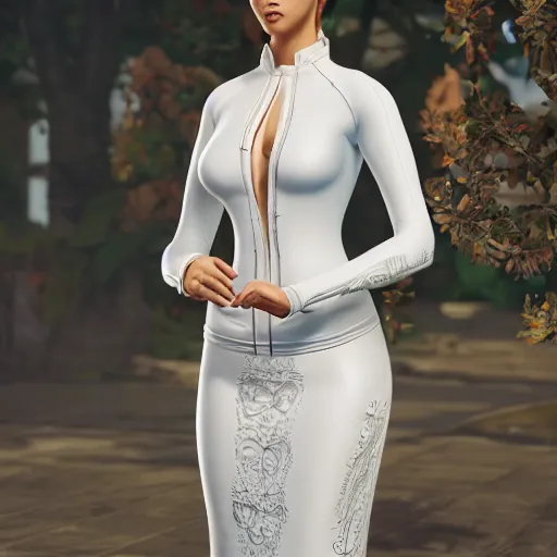 Image similar to muscular oiled woman wearing white ao dai back, fat, ultra realistic, concept art, intricate details, highly detailed, photorealistic, octane render, 8 k, unreal engine.