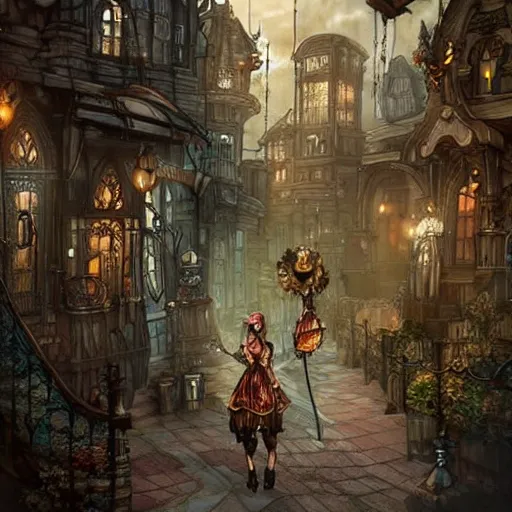 Prompt: Steampunk City places i wish were real pirate fashion nekclace clothing gothic fantasy artwork concept art