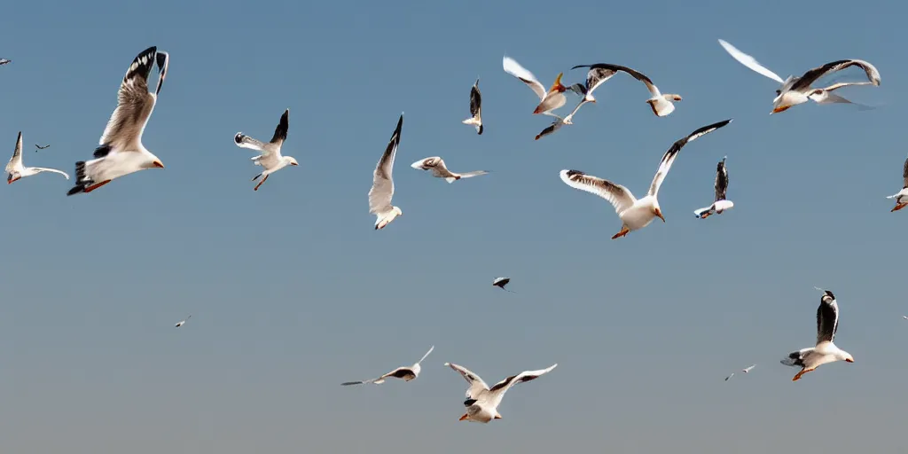 Image similar to seagulls flying above a rough surf