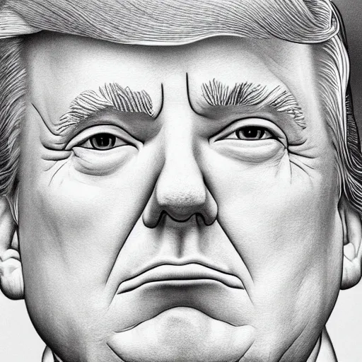 Prompt: a single line portrait of Donald Trump