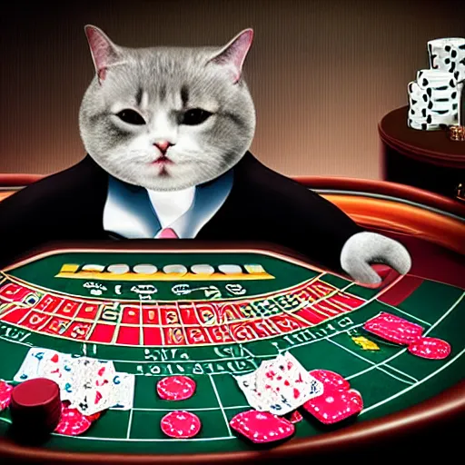 Image similar to fat cat gambling at a poker table smokey photo