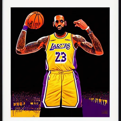 Lebron James holding a mickey mouse trophy, digital art, Stable Diffusion