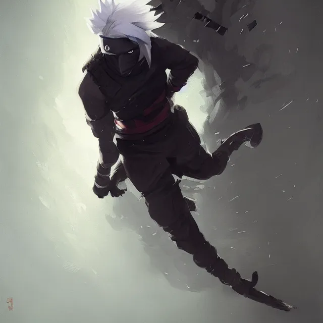 Prompt: a painting of kakashi by greg rutkowski, dark fantasy art, high detail, trending on artstation