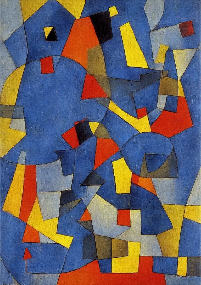 Image similar to an abstract painting of a blue denim bag filled with broken hammers, stylized, by caravaggio and paul klee