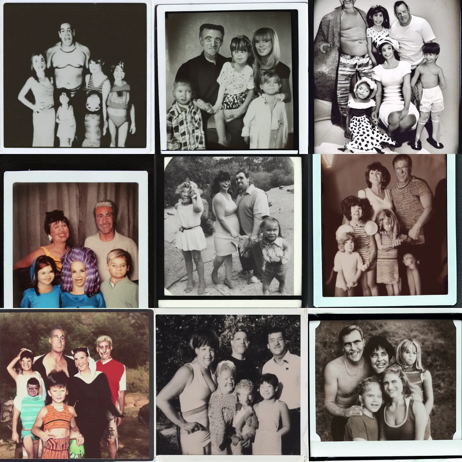 Prompt: a Polaroid photo of the Flintstones family