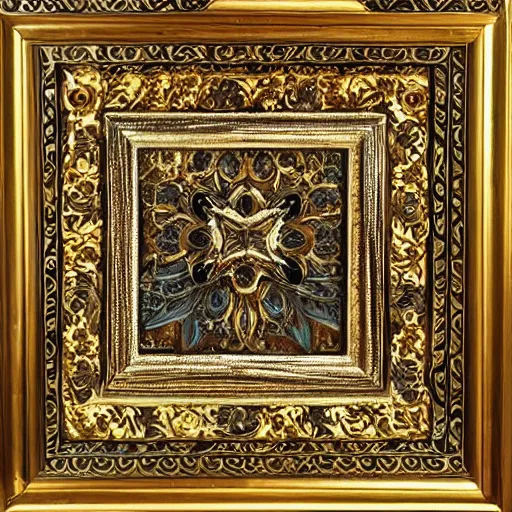 Image similar to beautiful art frame, gaudy, large intricate details