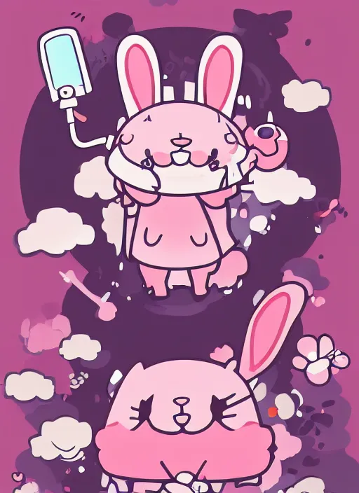 Prompt: realistic detailed semirealism, anthropomorphic pink rabbit character wearing a bucket hat. Cute, kawaii, Cooky, bt21, Sanrio inspired. Rabbt_character, rabbit_bunny, 獣, iconic character splash art, Detailed fur, detailed textures, 4K high resolution quality artstyle professional artists WLOP, Aztodio, Taejune Kim, Guweiz, Pixiv, Instagram, 3d, render, ArtstationHD