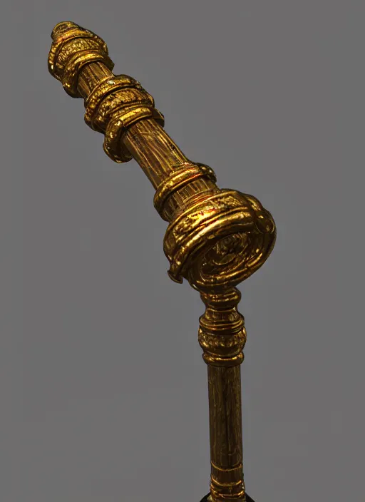 Image similar to a golden bo staff, hyperrealistic, unreal 5, dynamic lights, fidelity render