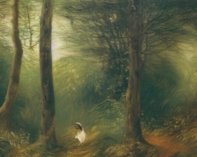 Prompt: an oil painting of michael mcintyre in a forest, intricate, elegant, highly detailed, turner