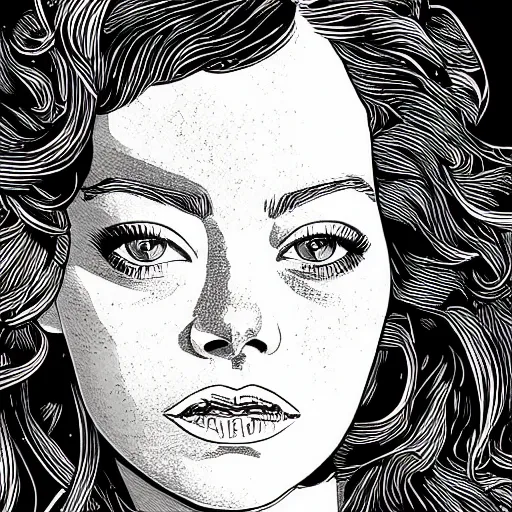 Image similar to detailed illustration of emma stone in flat colour, by james jean, by yukio shimizu