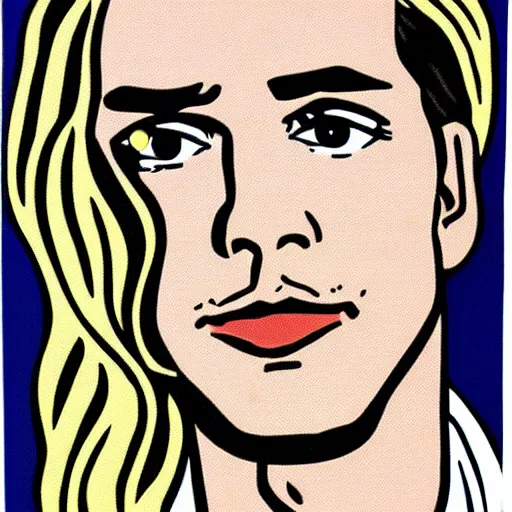 Prompt: Roy Lichtenstein handsome guy portrait