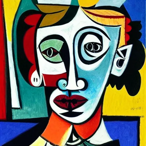 Prompt: picasso exhibition 2050