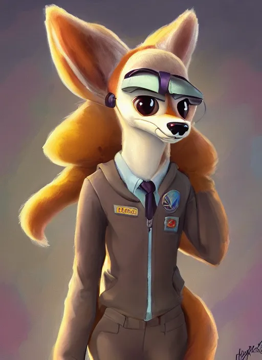 Image similar to oil painting detailed full body of anthromorphic female wolf, in style of zootopia, zootopia, zootopia, fursona, furry, furaffinity, 4 k, deviantart, furry art, fursona art, wearing astronaut outfit, in style of zootopia, wolf fursona, cyberpunk, female, expressive, detailed feminine face,