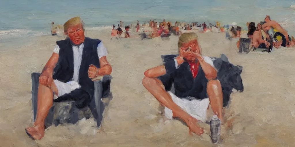 Image similar to trump, beach, oil, suntan