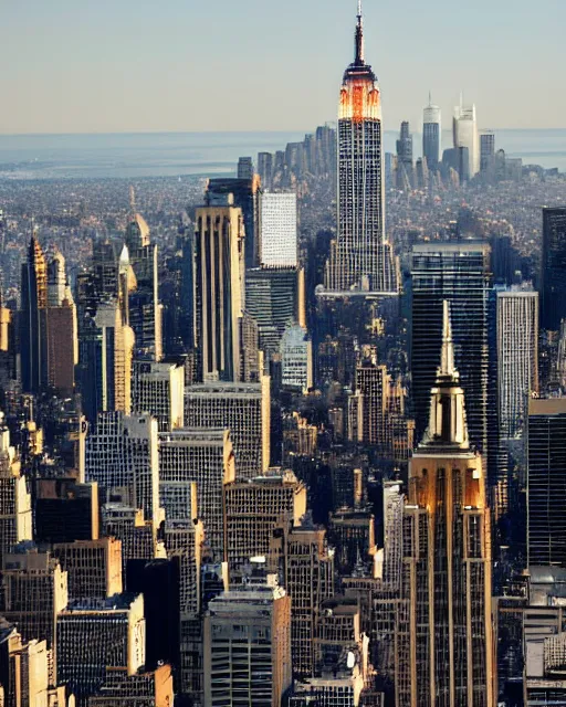 Image similar to a high definition photograph of the Moon inside the Empire State Building