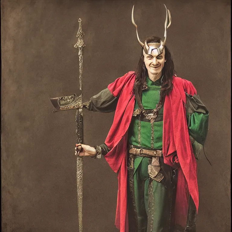 Prompt: “portrait of Loki as a medieval jester, studio lighting hyperreal photograph ”