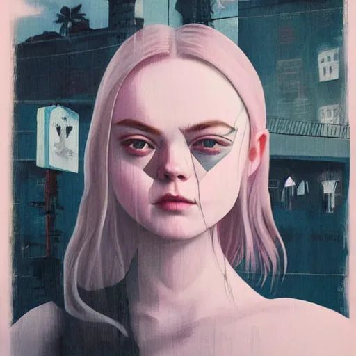 Prompt: Elle Fanning in Underworld 2003 picture by Sachin Teng, asymmetrical, dark vibes, Realistic Painting , Organic painting, Matte Painting, geometric shapes, hard edges, graffiti, street art:2 by Sachin Teng:4