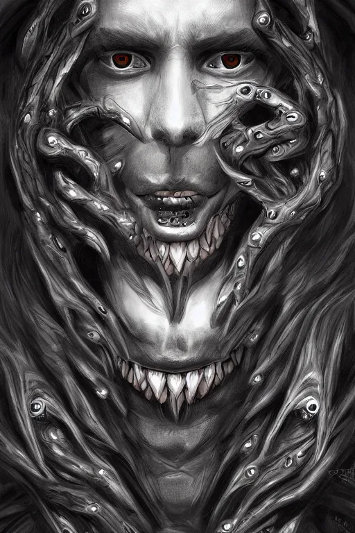 Image similar to portrait of man with seven eyes | digital painting | highly detailed | artgerm