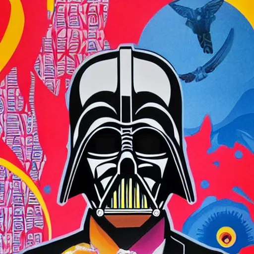 Prompt: Tristan Eaton, maximalism, darth vader