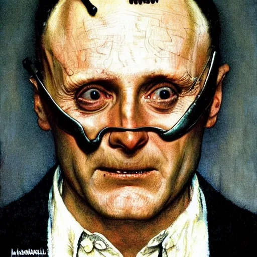 Image similar to hannibal lecter by norman rockwell