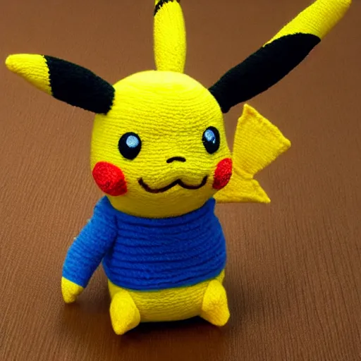 Prompt: a yarn Pikachu