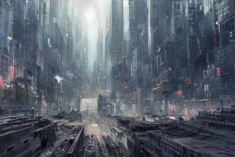 Prompt: dystopian city