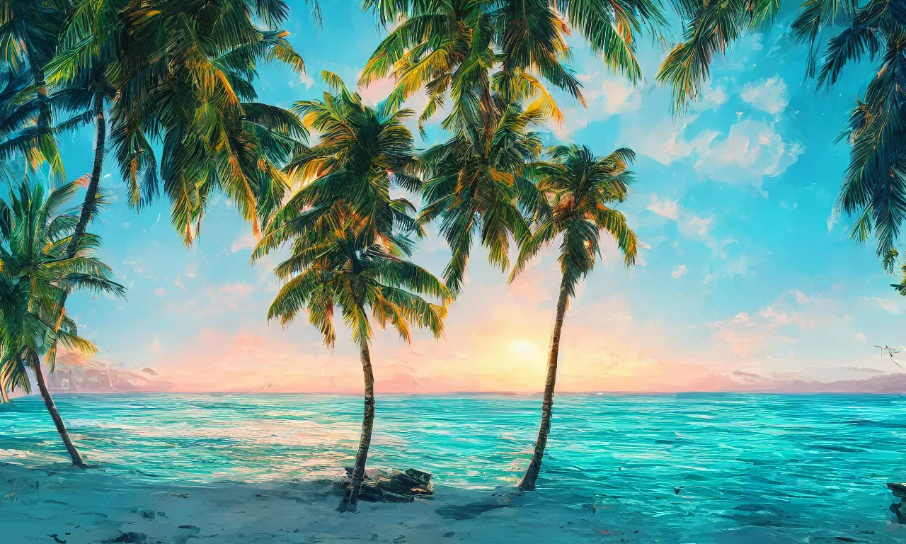 Image similar to paradise beach by alena aenami artworks in 4 k