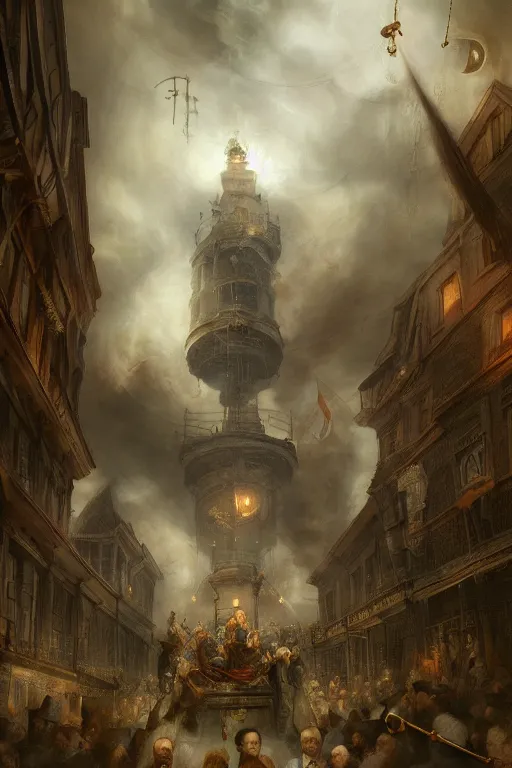 Prompt: breathtaking detailed soft painting of public money flowing through parties of fraternity, a rose fire bell ringing in the clouds, rembrandt style, elegant, highly detailed, artstation, concept art, matte, sharp focus, art by tom bagshaw, and greg rutkowski