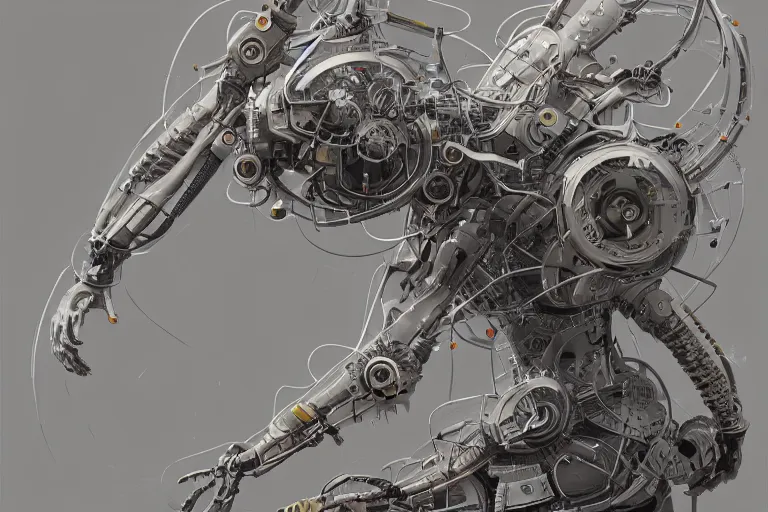 Image similar to hyperrealistic photography of a machine being constructed by a female scientist in the style of Jin Kagetsu, James Jean and wlop, highly detailed, masterpiece, award-winning, sharp focus, intricate concept art, digital painting, ambient lighting, 4k, artstation