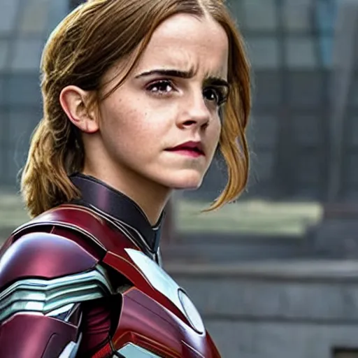 Image similar to a still of emma watson in iron man