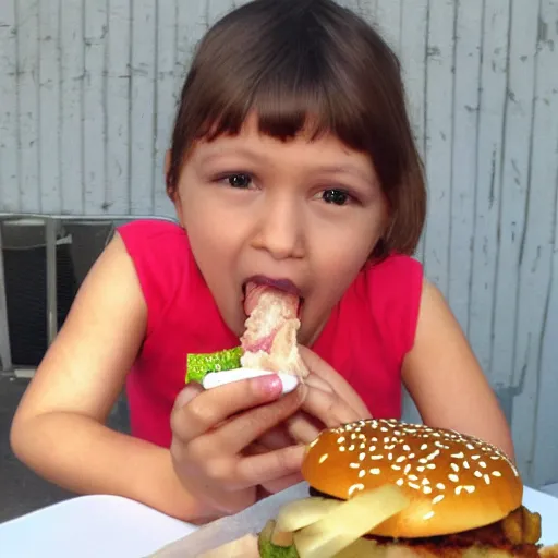 Prompt: angel eating a burger