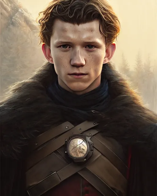 Prompt: tom holland in the nights watch | | realistic shaded, fine details, realistic shaded lighting painting by greg rutkowski, diego gisbert llorens, magali villeneuve, artgerm, jeremy lipkin, michael garmash, rob rey