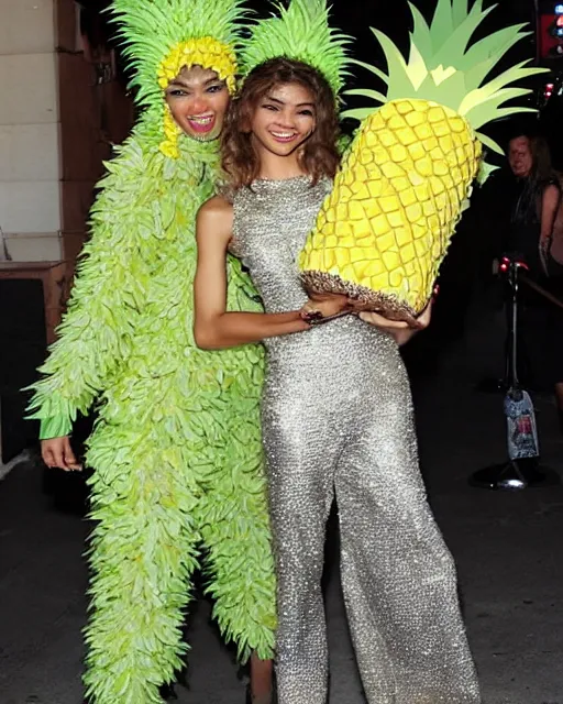 Image similar to zendaya in a pineapple costume