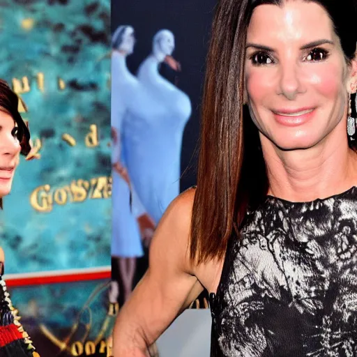 Prompt: Sandra bullock is surfing the net and partying with Mozarts ghost 90s cinematic style